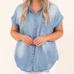 Chic Soul Social Wilds Top, Denim, 3X